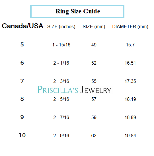 Ring Size Guide - Priscilla's Jewelry